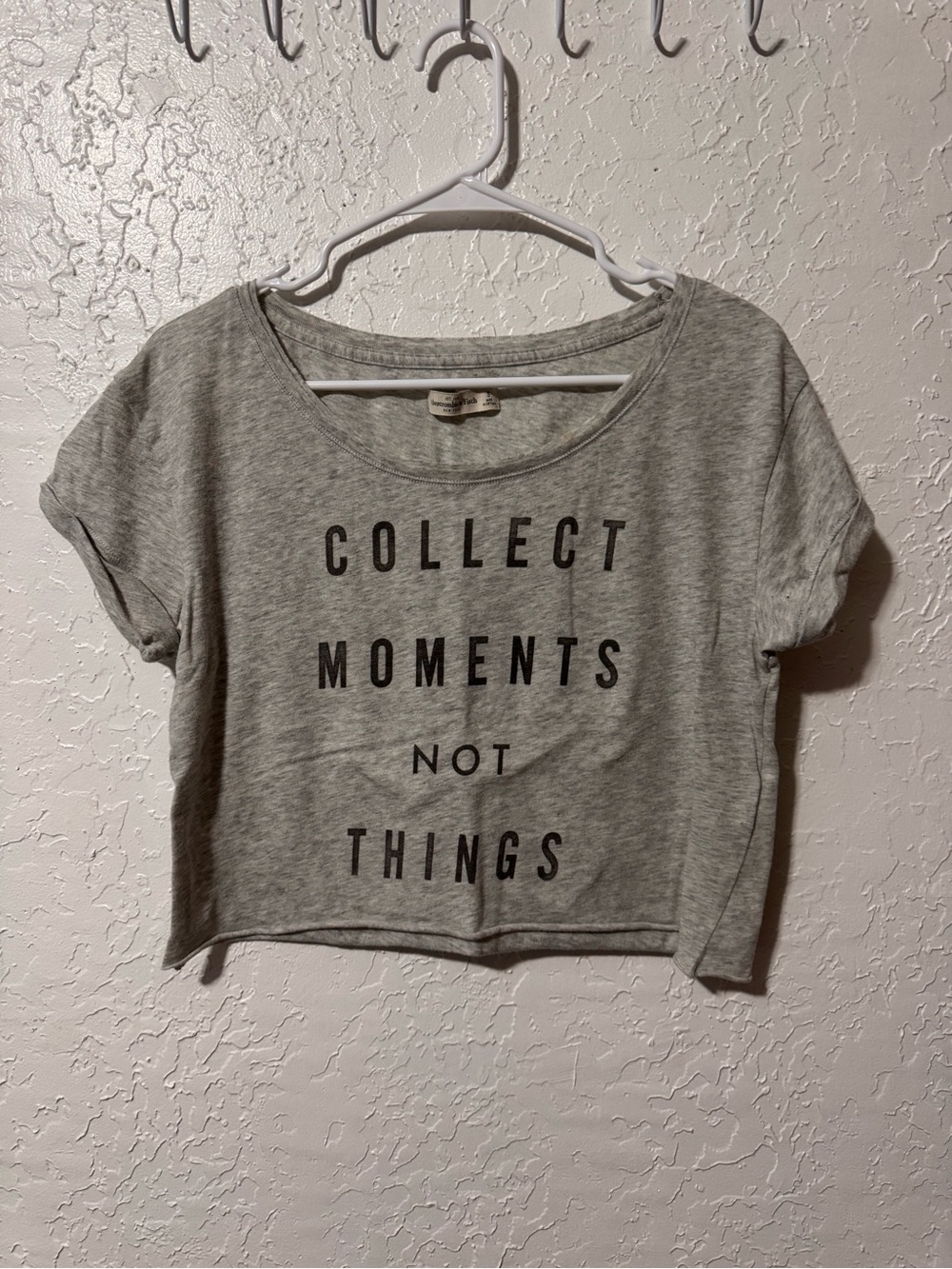 Abercrombie & Fitch “Collect Moments Not Things” Oversized Tee Crop Top